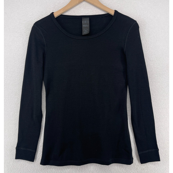 LAPASA Shirt Womens S Merino Wool Thermal Baselayer Crewneck Long Sleeve Black - Picture 1 of 11